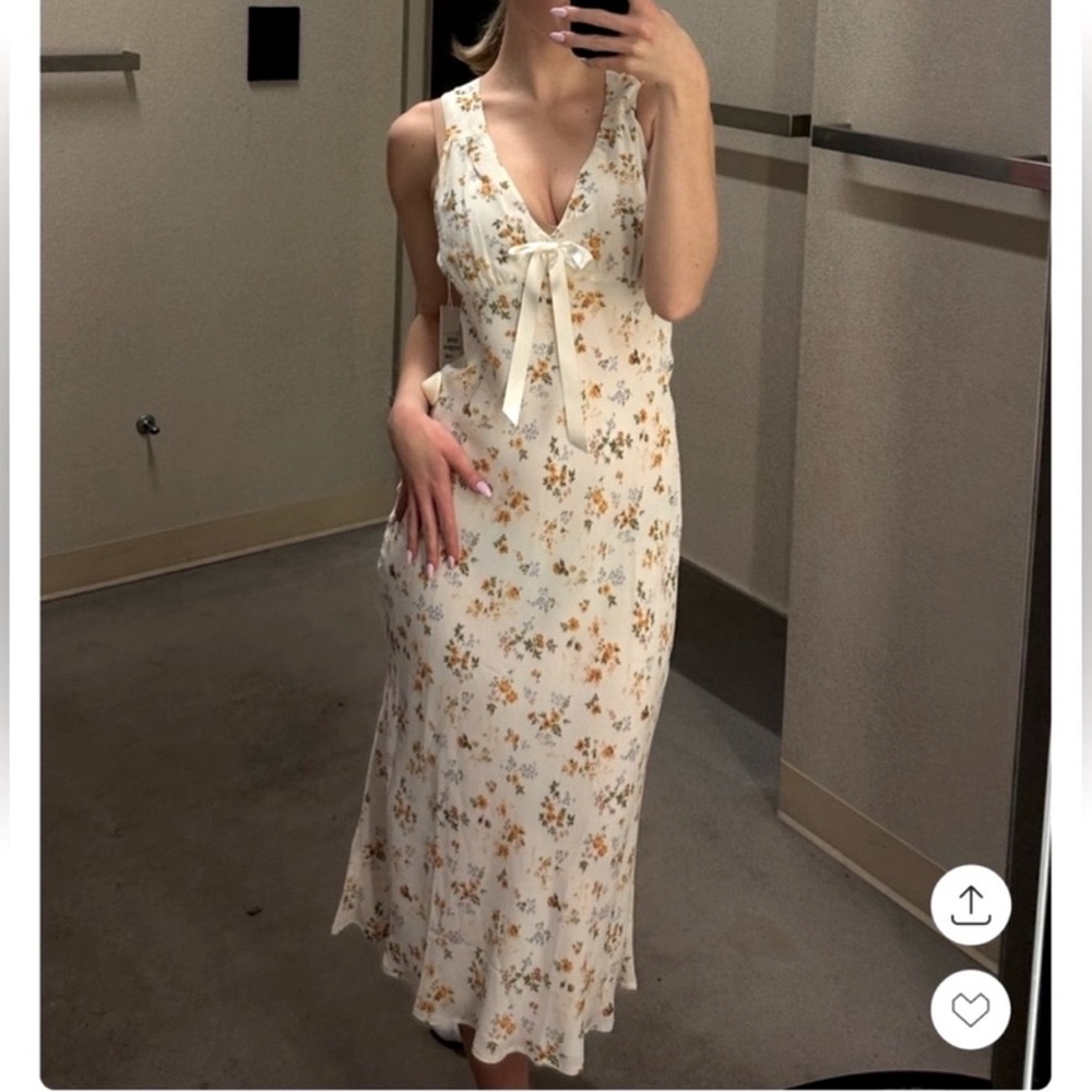 Reformation Janis Floral V-Neck Sleeveless Georgette Dress